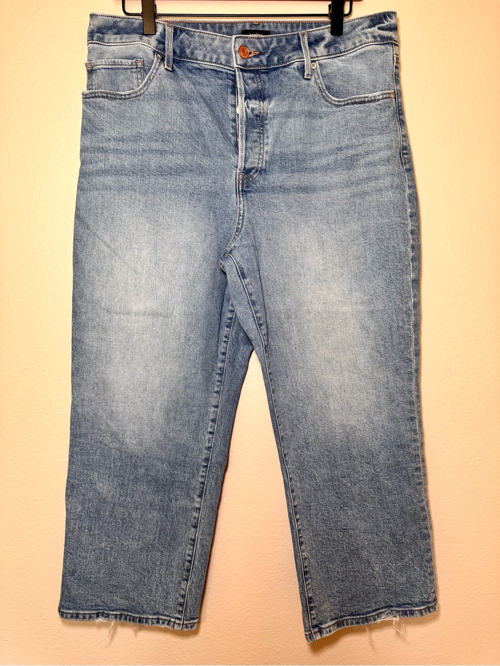 Express High Rise Relaxed Straight Ankle Jeans Light Wash Stretch Size 12S